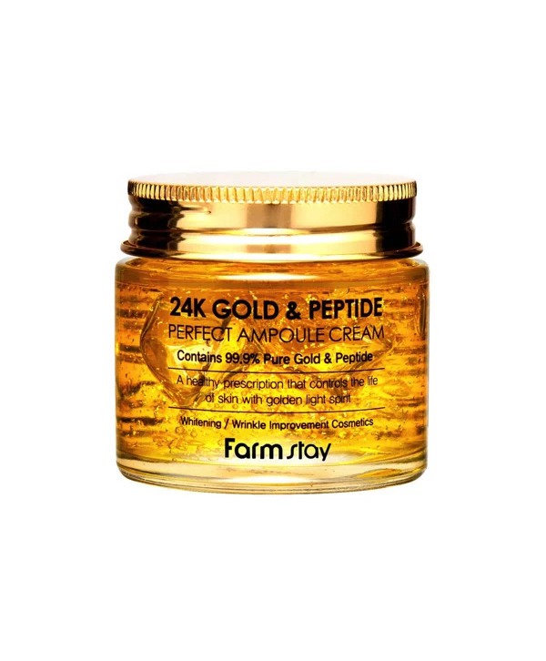 24K GOLD & PEPTIDE PERFECT AMPOULE CREAM 80ml-FARMSTAY-ΑΝΤΙΓΗΡΑΝΤΙΚΗ ΚΡΕΜΑ ΠΡΟΣΩΠΟΥ ΜΕ ΧΡΥΣΟ 24Κ ΚΑΙ ΠΕΠΤΙΔΙΑ ΓΙΑ ΣΥΣΦΙΞΗ ΚΑΙ ΛΑΜΨΗ